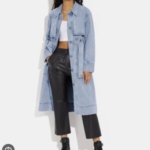 Coach Light Blue Denim Trench Coat